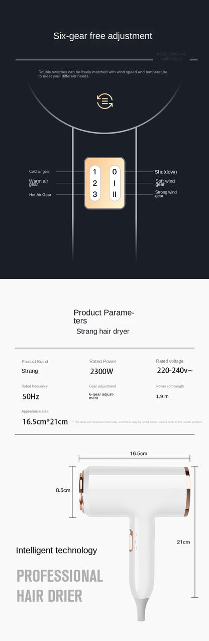 Hair Dryer 1500W Professional Hair dryer Powerful AC motor fast drying ion hair dryer, 2 speed 3 heat Settings, cooling shot button, 1 diffuser and 2 concentrator for multi-female and male hairstyles