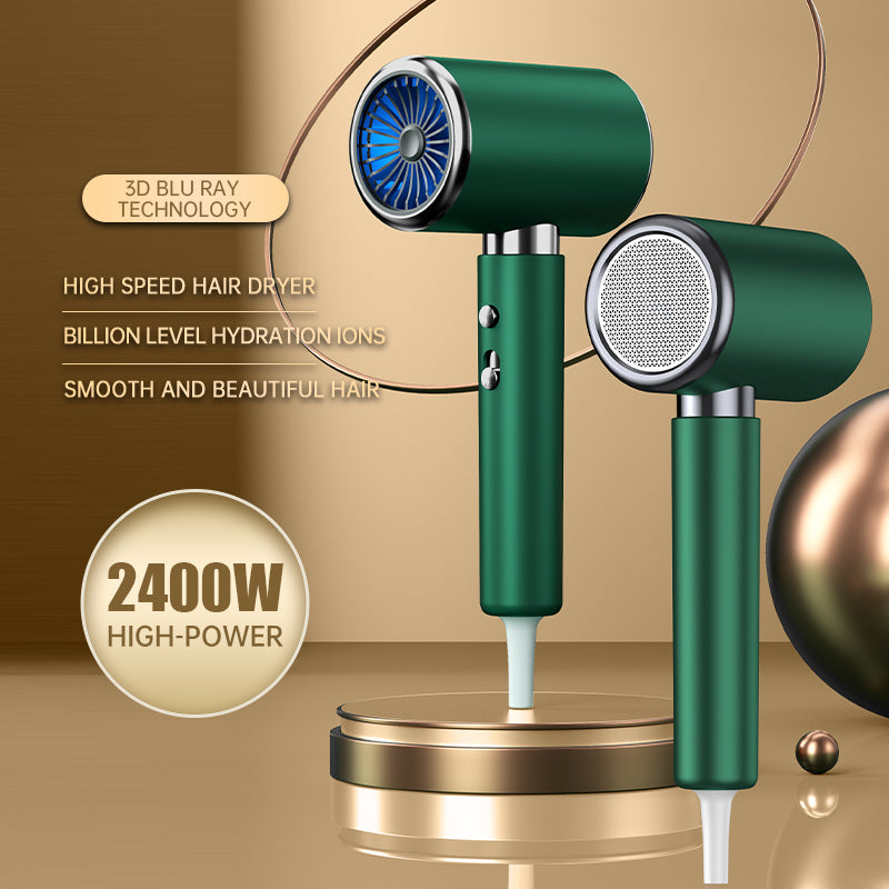 Powerful AC motor 2400 watt fast drying ion dryer, 2 speed 3 heat Settings, cooling shot button, 1 diffuser and 2 concentrator for multi-female and male hairstyles