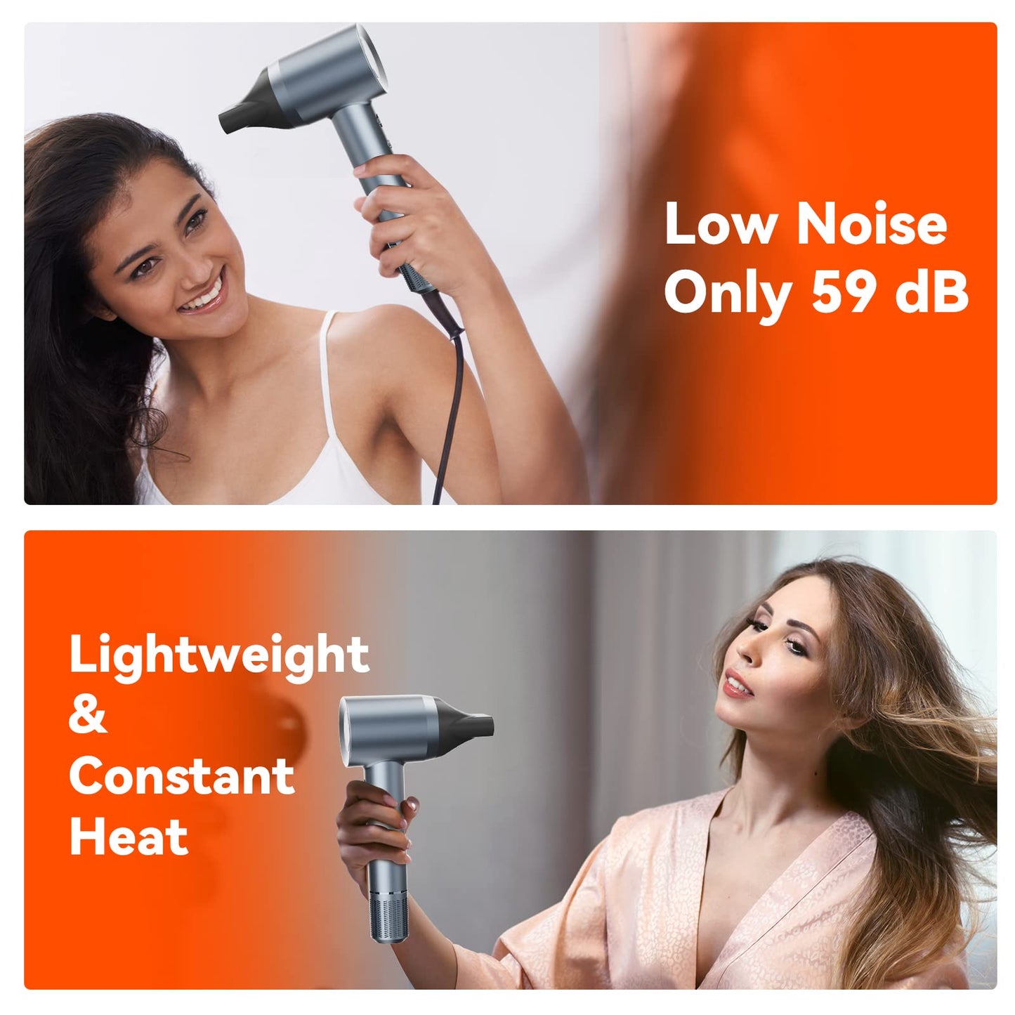 Professional Hair Dryer, 110 000 RPM Brushless Motor Negative Ionic Blow Dryer with Magnetic Nozzle, Fast Drying, Constant Temperature, Low Noise, High Speed Hairdryer for Home Salon Travel