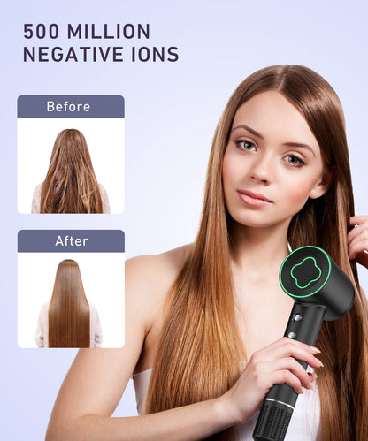 Hair Dryer - 150000 RPM High-Speed Brushless Motor Negative Ionic Blow Dryer for Fast Drying, Low Noise Thermo-Control Hair Dryers with Magnetic Nozzle, Perfect for Gifts