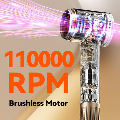 Hair Dryer - 150000 RPM High-Speed Brushless Motor Negative Ionic Blow Dryer for Fast Drying, Low Noise Thermo-Control Hair Dryers with Magnetic Nozzle, Perfect for Gifts